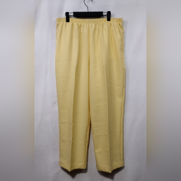 NWT Alfred Dunner Easy Pull On Pants Women's 16P Yellow Retro Causal Minimalist - Picture 1 of 10